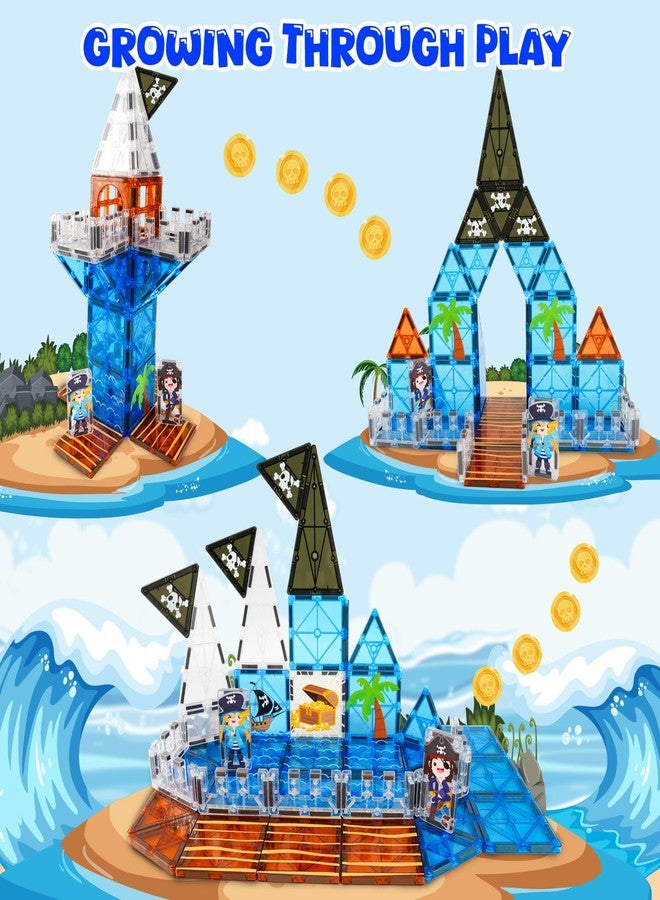 Bmag Magnetic Tiles for Kids,32 PCS Pirate Set with 3D Magnet Building Blocks, STEM Educational Toys for Preschool Learning, Gift for Boys & Girls Age 3 4 5+ - Image 2